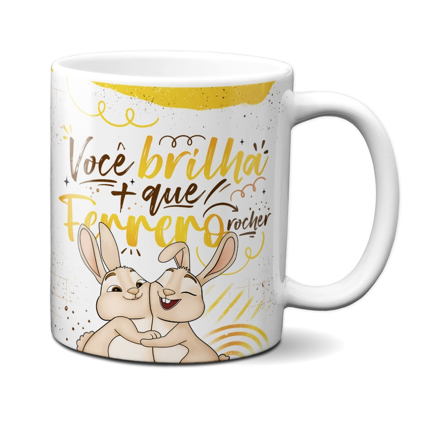 Caneca Chocolate Coelho Brilha Mais Que Ferrero