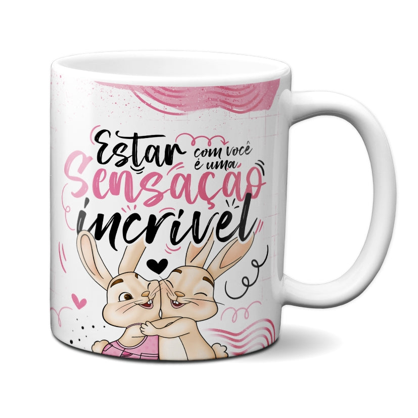 Caneca Chocolate Coelho Sensação Estar Com Você