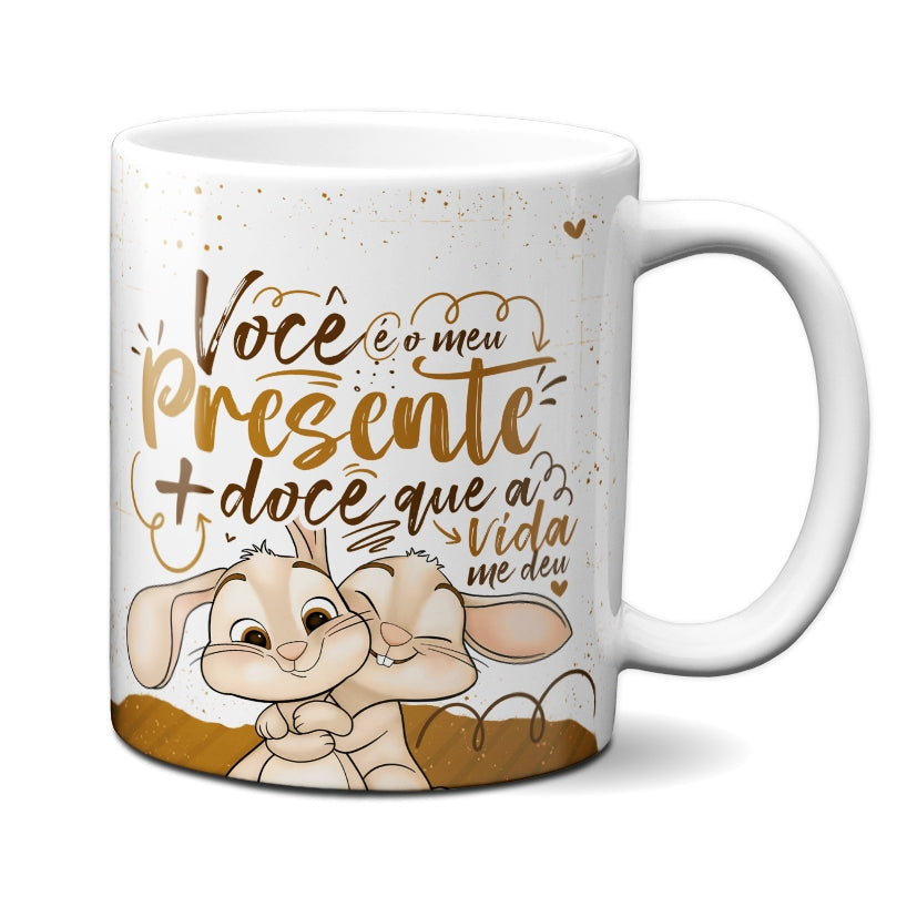 Caneca Chocolate Coelho Presente Doce Vida Deu