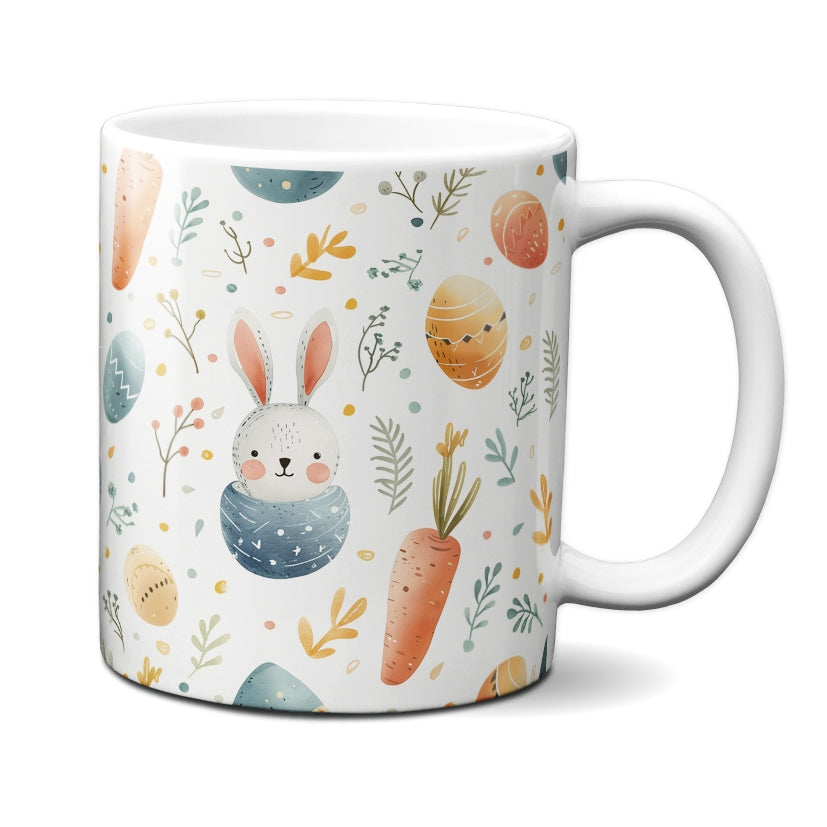 Caneca Chocolate Coelho Ovos Cenouras Branco