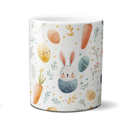 Caneca Chocolate Coelho Ovos Cenouras Branco