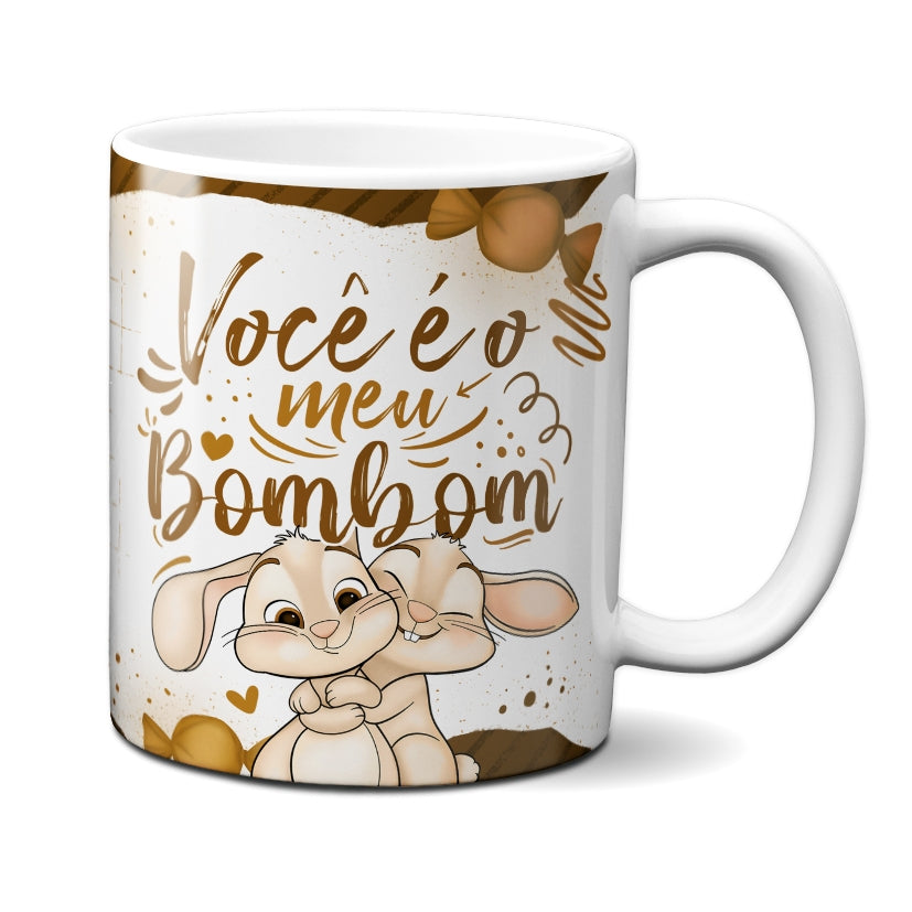 Caneca Chocolate Coelho Você Meu Bombom