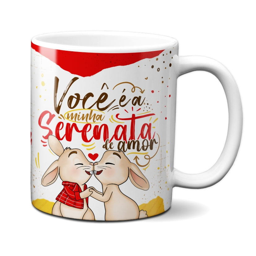 Caneca Chocolate Coelho Serenata Amor
