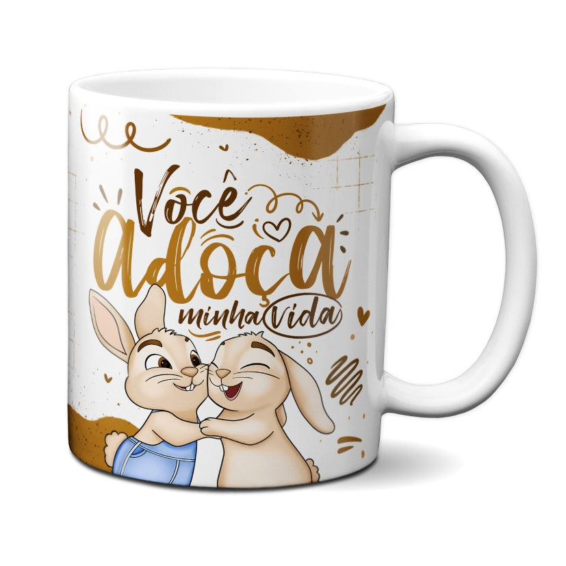 Caneca Chocolate Coelho Adoça Minha Vida