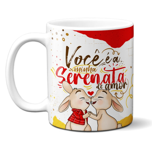 Caneca Chocolate Coelho Serenata Amor