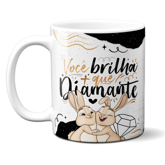 Caneca Chocolate Coelho Brilha Diamante