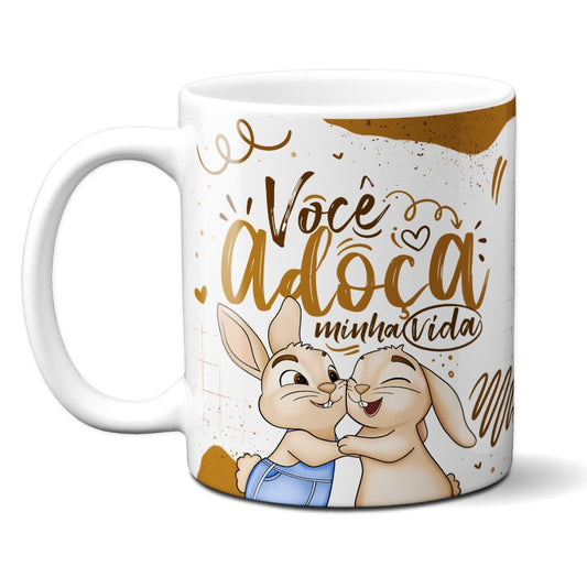Caneca Chocolate Coelho Adoça Minha Vida